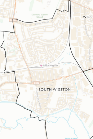 Map of proposed South Wigston Parish Council, being the current Oadby and Wigston Borough Council ward of South Wigston